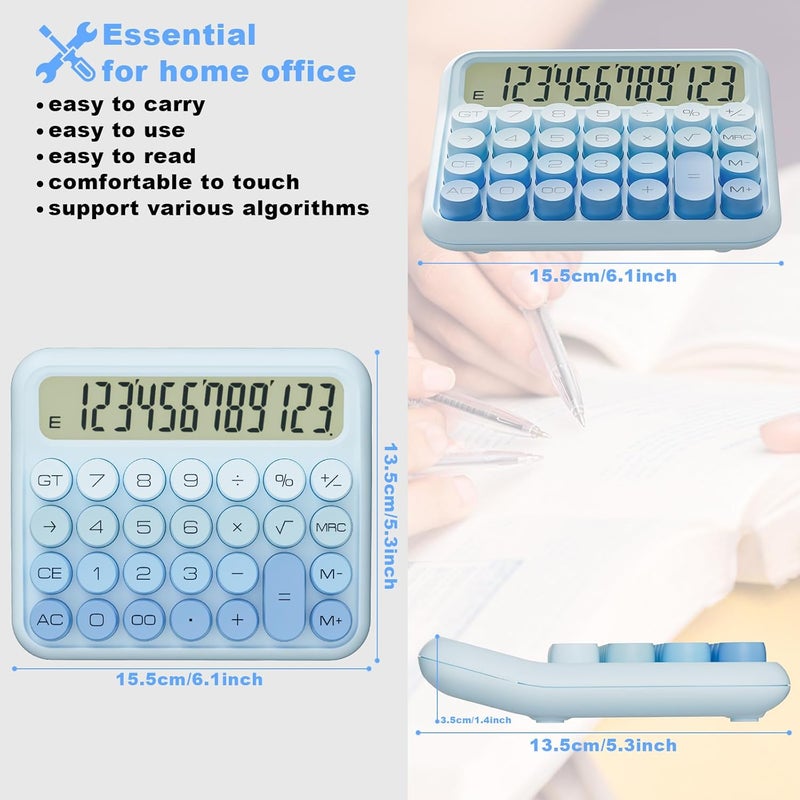 Decklit Battery Desk Calculator - 12 Digit Extra Large 5-Inch LCD Display, Big Buttons Easy to Press, 15 Tilt Screen (Ice Blue) - Image 2